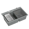 Quadron MARC 120 WORKSTATION GraniteQ zlewozmywak 2-komorowy 760*500*235 mm silver stone + syfon push to open + dozownik stal szcz.+ wkładka ociekowa+ Qmata +deska/ elementy stalowe HQC7650U5BS